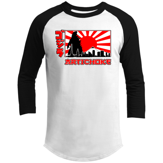 ArtichokeUSA Custom Design.  Fan Art Godzilla/Mecha Godzilla. Men's 3/4 Raglan Sleeve Shirt