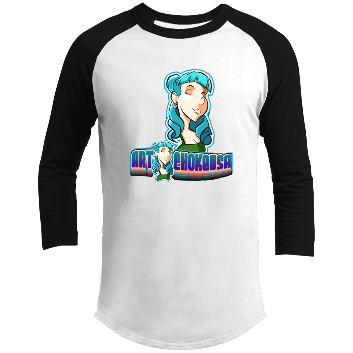 ArtichokeUSA Characters and Fonts. "Shelly" Let’s Create Your Own Design Today. Men's 3/4 Raglan Sleeve Shirt