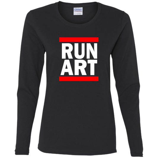ArtichokeUSA Custom Design. RUN ART. RUN DMC Parody. Ladies' Cotton LS T-Shirt