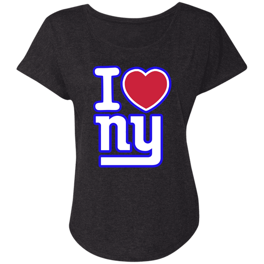 ArtichokeUSA Custom Design. I heart New York Giants. NY Giants Football Fan Art. Ladies' Triblend Dolman Sleeve