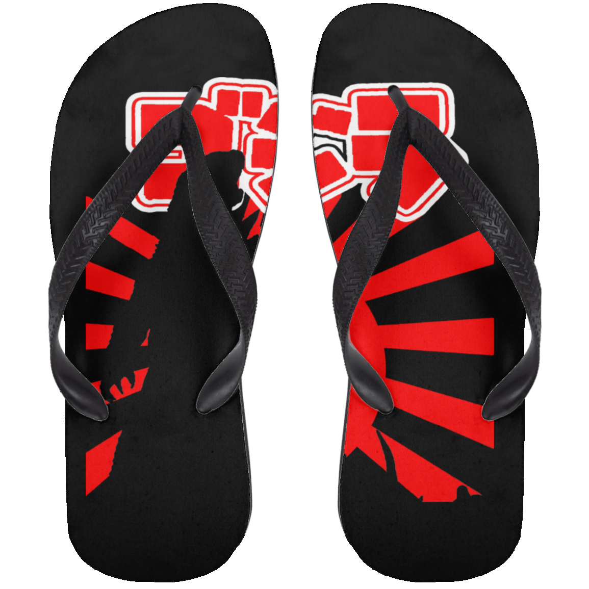 ArtichokeUSA Custom Design. Godzilla. Long Live the King. (1954 to 2019. 65 Years! Fan Art. Adult Flip Flops