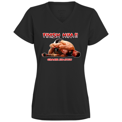 Artichoke Fight Gear Custom Design #8. Finish Him! Ladies’ Moisture-Wicking V-Neck Tee