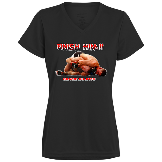 Artichoke Fight Gear Custom Design #8. Finish Him! Ladies’ Moisture-Wicking V-Neck Tee