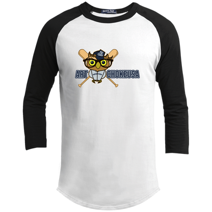 ArtichokeUSA Character and Font design. New York Owl. NY Yankees Fan Art. Let's Create Your Own Team Design Today. Youth 3/4 Raglan Sleeve Shirt