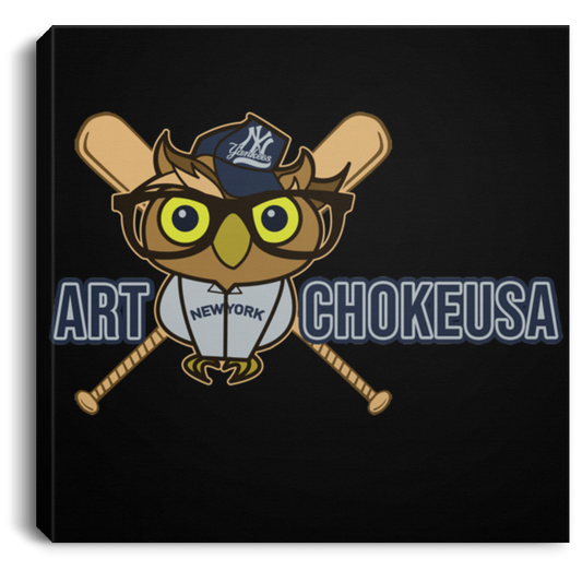 ArtichokeUSA Character and Font design. New York Owl. NY Yankees Fan Art. Let's Create Your Own Team Design Today. Square Canvas .75in Frame