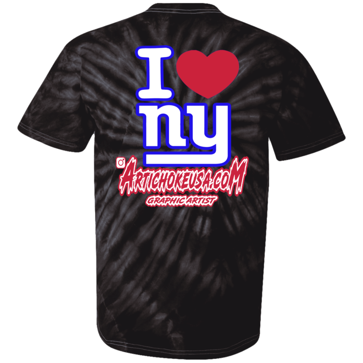 ArtichokeUSA Custom Design. I heart New York Giants. NY Giants Football Fan Art. 100% Cotton Tie Dye T-Shirt