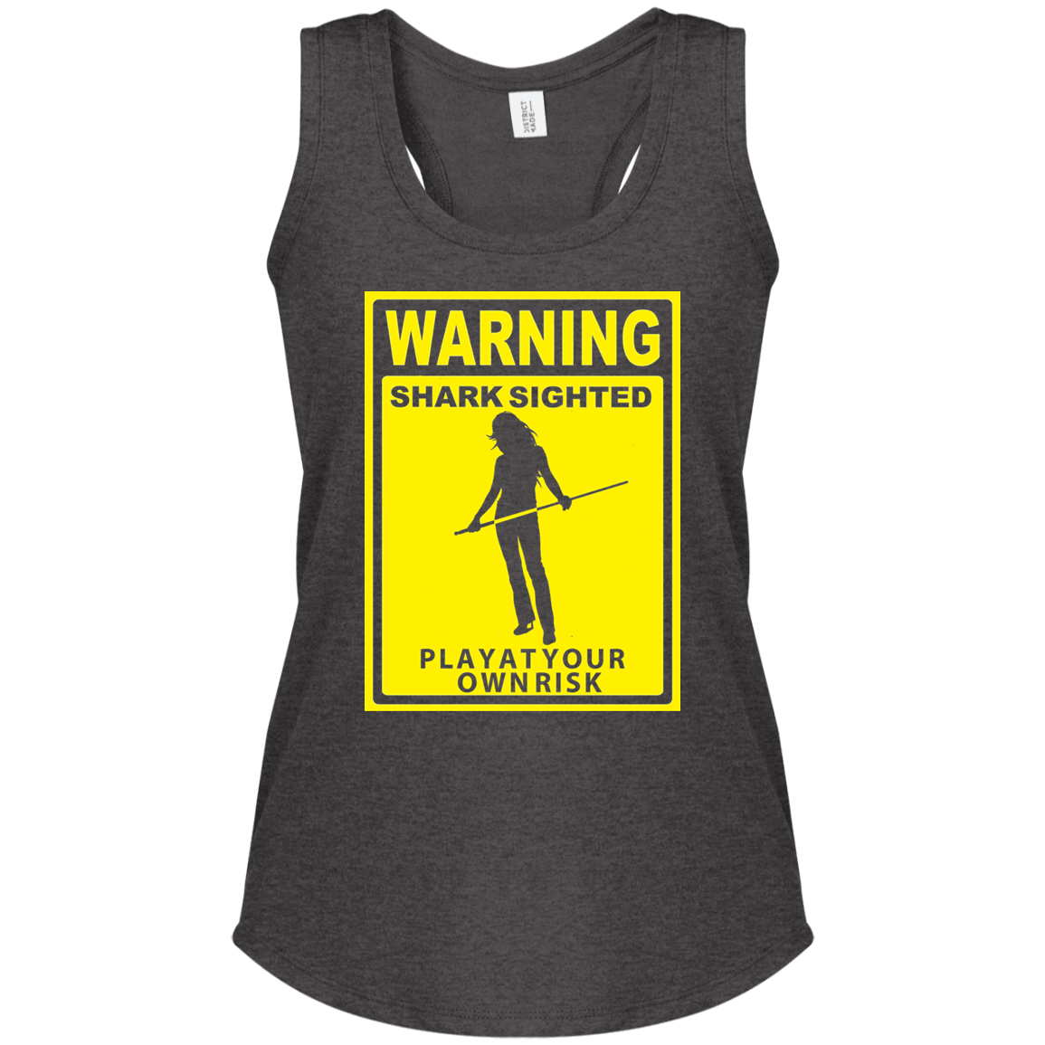 The GHOATS Custom Design. #34 Beware of Sharks. Play at Your Own Risk. (Ladies only version). Ladies' Perfect Tri Racerback Tank