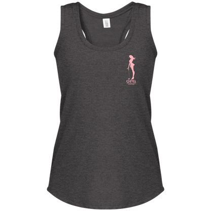 OPG Custom Design #10. Lady on Front / Flag Pole Dancer On Back. Ladies' Perfect Tri Racerback Tank