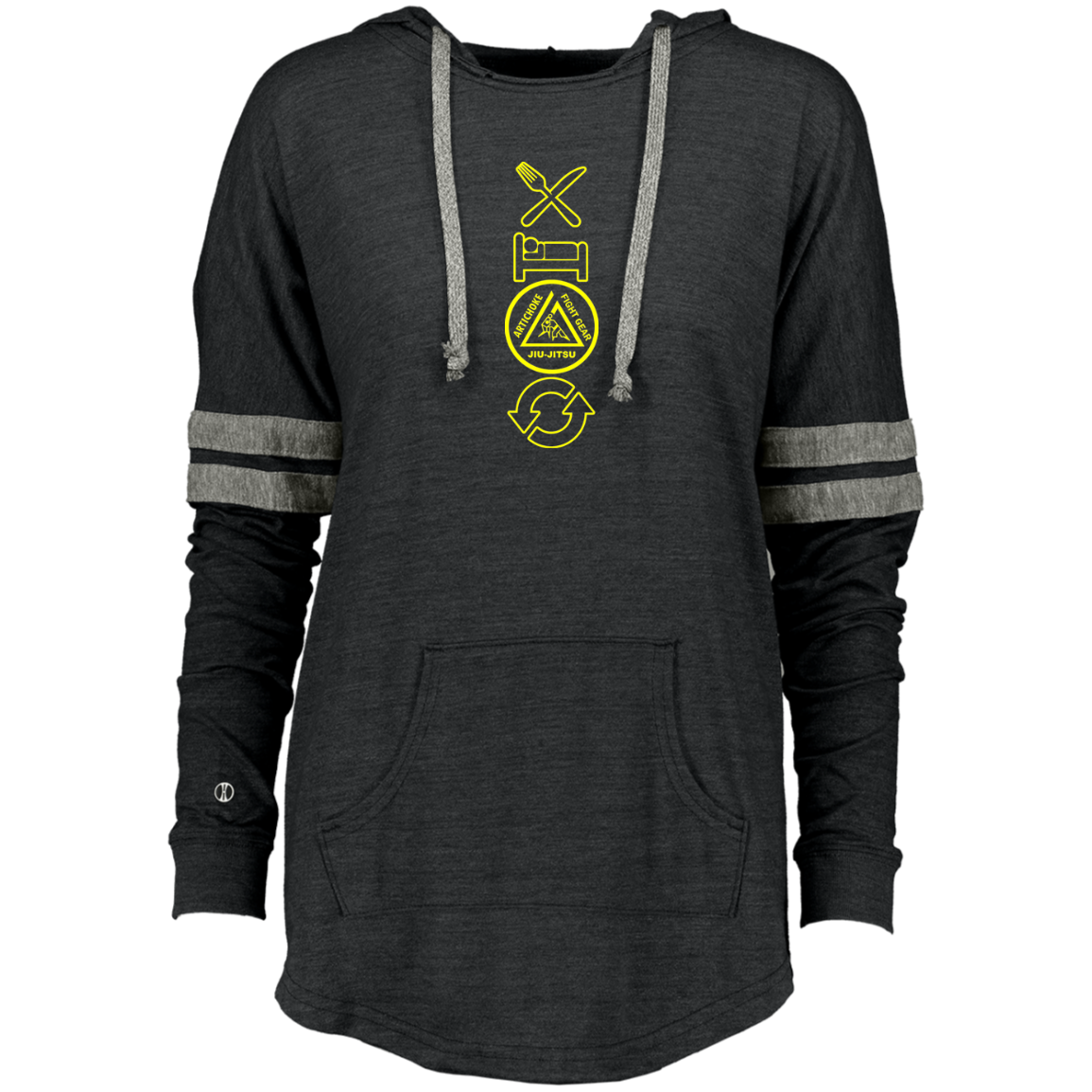 Artichoke Fight Gear Custom Design #9. EAT. SLEEP. JIU JITSU. REPEAT. Ladies Hooded Low Key Pullover