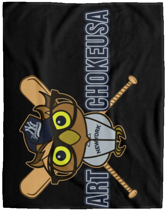 ArtichokeUSA Character and Font design. New York Owl. NY Yankees Fan Art. Let's Create Your Own Team Design Today. Fleece Blanket - 60x80