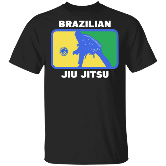 Artichoke Fight Gear Custom Design #5. BJJ MLB Brazil Flag Colors. Parody v2. Men's 100% Cotton T-Shirt