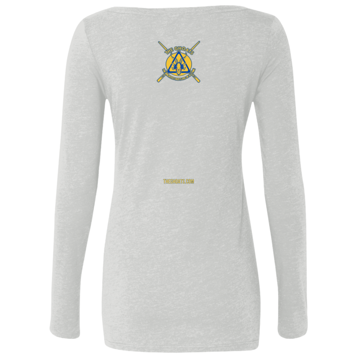 The GHOATS Custom Design. #12 GOLDEN STATE HUSTLERS.	Ladies' Triblend LS Scoop