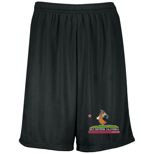 Custom Design #15. Golf Southern California with Yogi Fan Art. Moisture-Wicking 9 inch Inseam Mesh Shorts