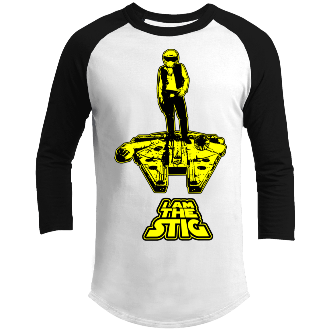 ArtichokeUSA Custom Design. I am the Stig. Han Solo / The Stig Fan Art. 3/4 Raglan Sleeve Shirt