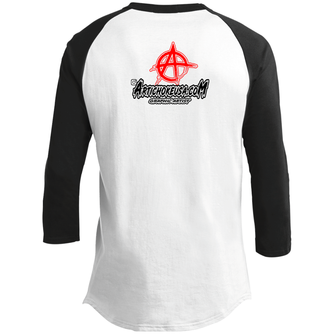 ArtichokeUSA Custom Design. RUN ART.  RUN DMC Parody. 3/4 Raglan Sleeve Shirt