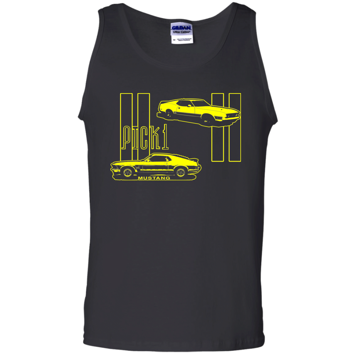 ArtichokeUSA Custom Design. Pick 1 Mustang. Mach 1 Mustang Parody. Cars. Men's 100% Cotton Tank Top