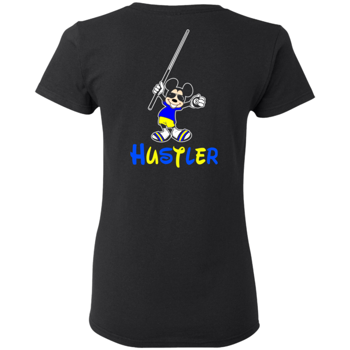 The GHOATS Custom Design #20. Look at the back. Hustle Mouse. Mickey Mouse Fan Art. Ladies' Basic 100% Cotton T-Shirt