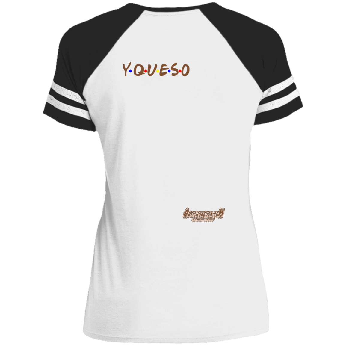 ArtichokeUSA Custom Design. FRIJOLE (CON QUESO). Ladies' Game V-Neck T-Shirt