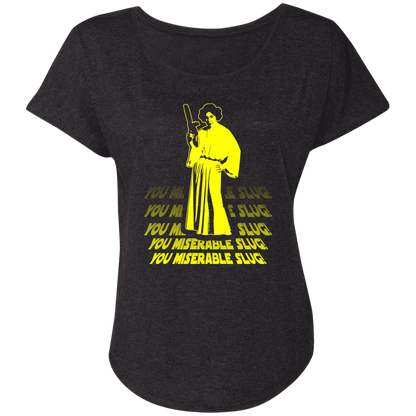 ArtichokeUSA Custom Design. You Miserable Slug. Carrie Fisher Tribute. Star Wars / Blues Brothers Fan Art. Ladies' Triblend Dolman Sleeve