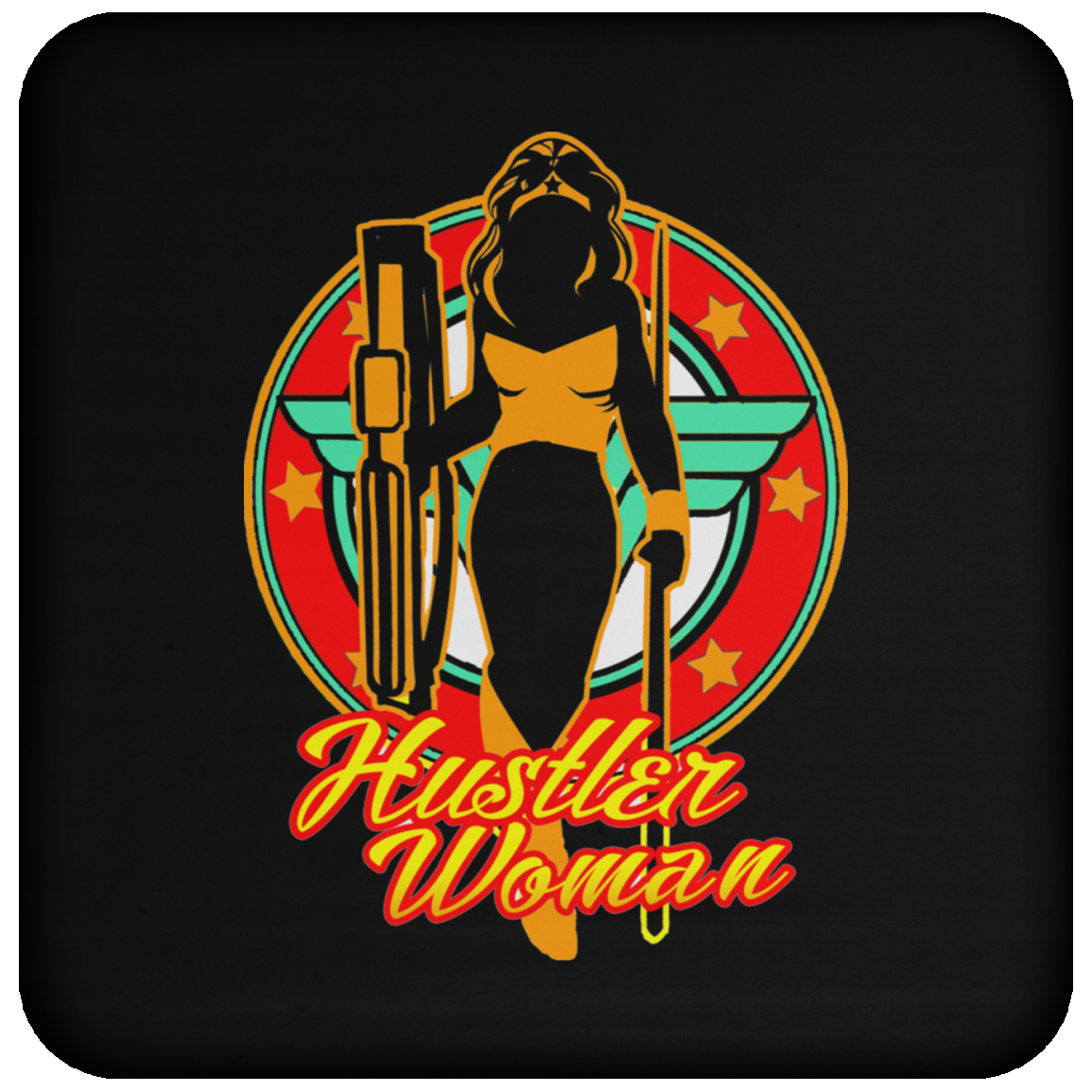 The GHOATS custom design #15. Hustler Woman. Wonder Woman Fan Art Parody. Pool Billiards.  Coaster