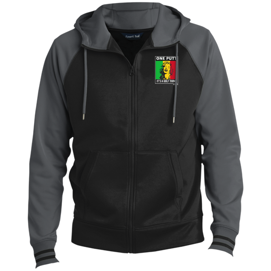 OPG Custom Design #22. One Putt / One Love Parody with Fan Art. Female Edition. Sport-Wick® Full-Zip Hooded Jacket