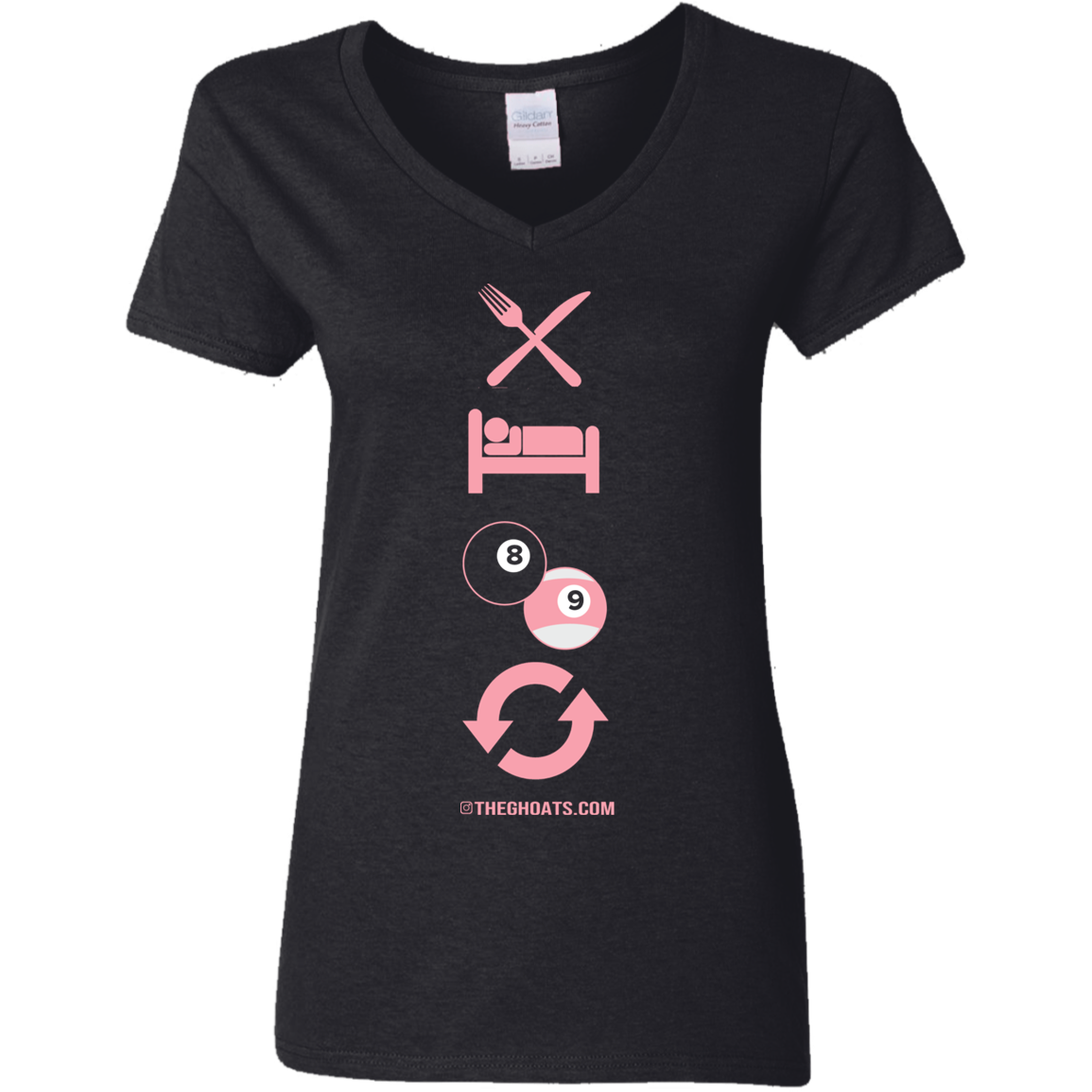 The GHOATS custom design #8. Eat. Sleep. Pool. Repeat. Pool / Billiards. Ladies' Basic V-Neck T-Shirt