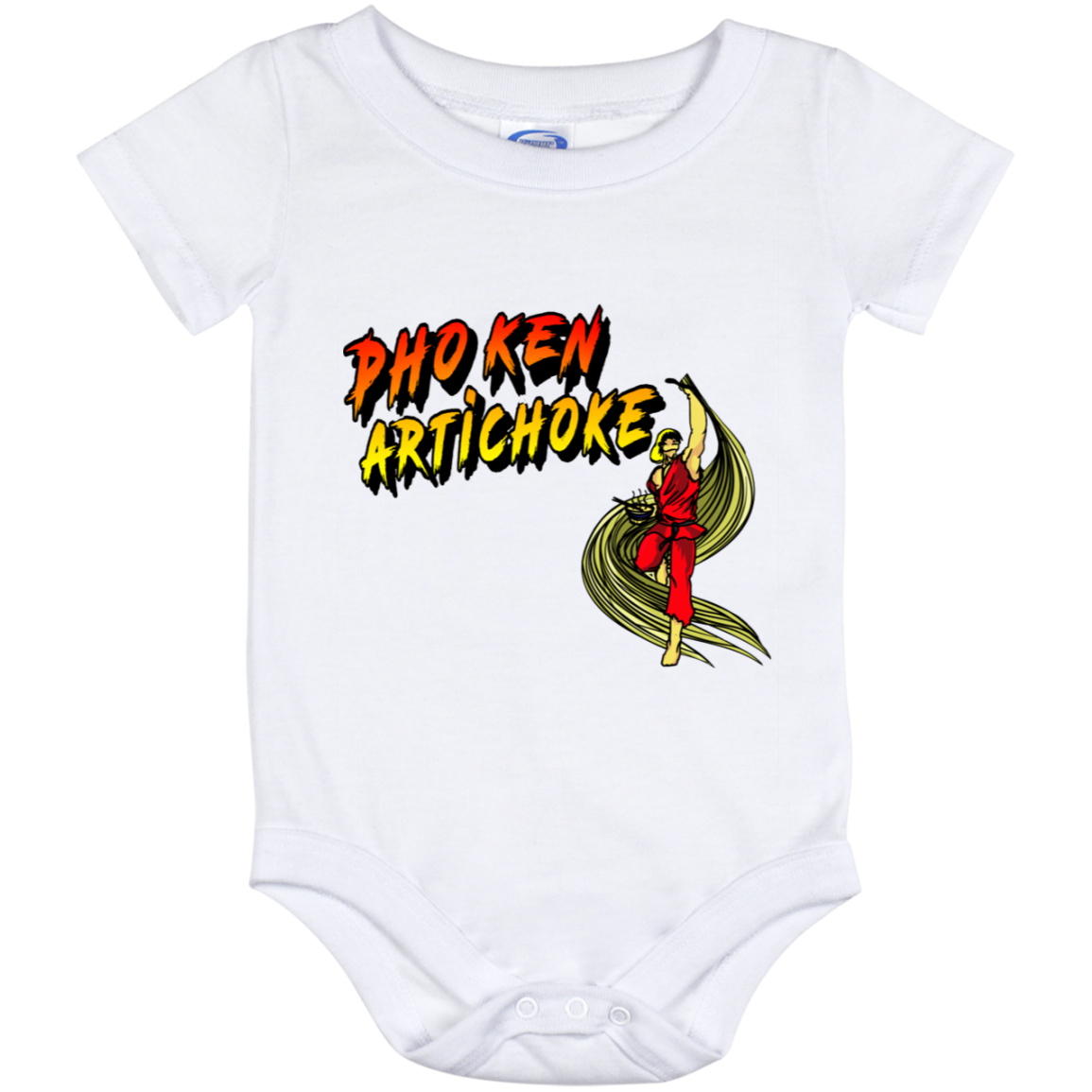 ArtichokeUSA Custom Design. Pho Ken Artichoke. Street Fighter Parody. Gaming. Baby Onesie 12 Month