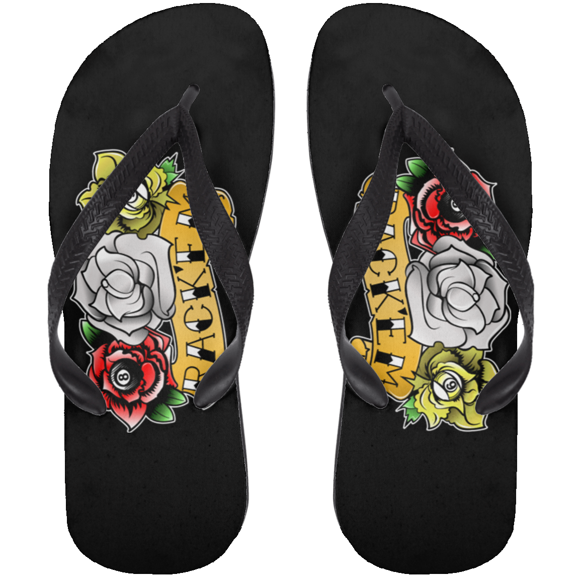 The GHOATS Custom Design. #28 Rack Em' (Ladies only). Adult Flip Flops