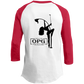 OPG Custom Design #10. Lady on Front / Flag Pole Dancer On Back. Youth 3/4 Raglan Sleeve Shirt