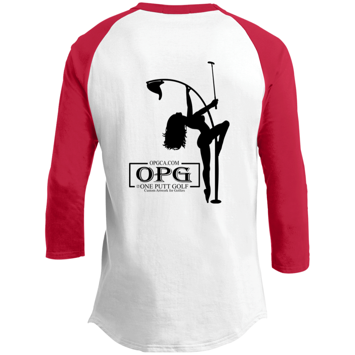 OPG Custom Design #10. Lady on Front / Flag Pole Dancer On Back. Youth 3/4 Raglan Sleeve Shirt