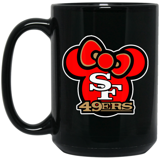 ArtichokeUSA Custom Design #51. Hello 49ers. SF 49ers/Hello Kitty Parody. TV Sports.  15 oz. Black Mug
