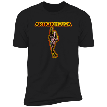 ArtichokeUSA Character and Font design. Let's Create Your Own Team Design Today. Mary Boom Boom. Men's Premium Short Sleeve T-Shirt