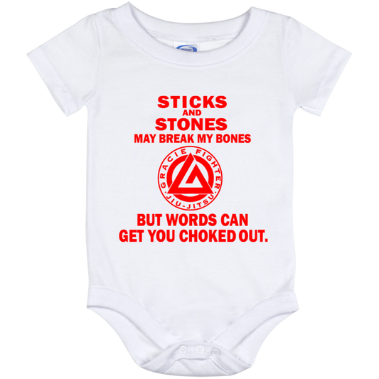 Artichoke Fight Gear Custom Design #19. Sticks and Stones. Baby Onesie 12 Month