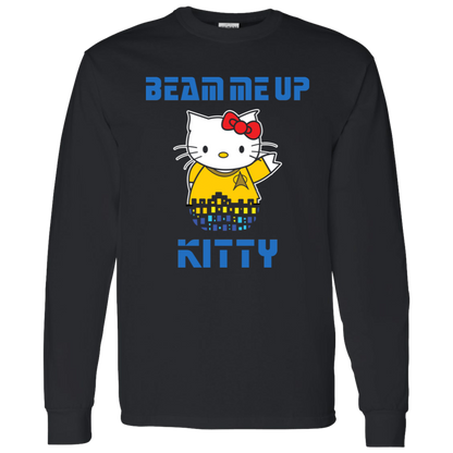 ArtichokeUSA Custom Design. Beam Me Up Kitty. Fan Art / Parody. 100 % Cotton LS T-Shirt