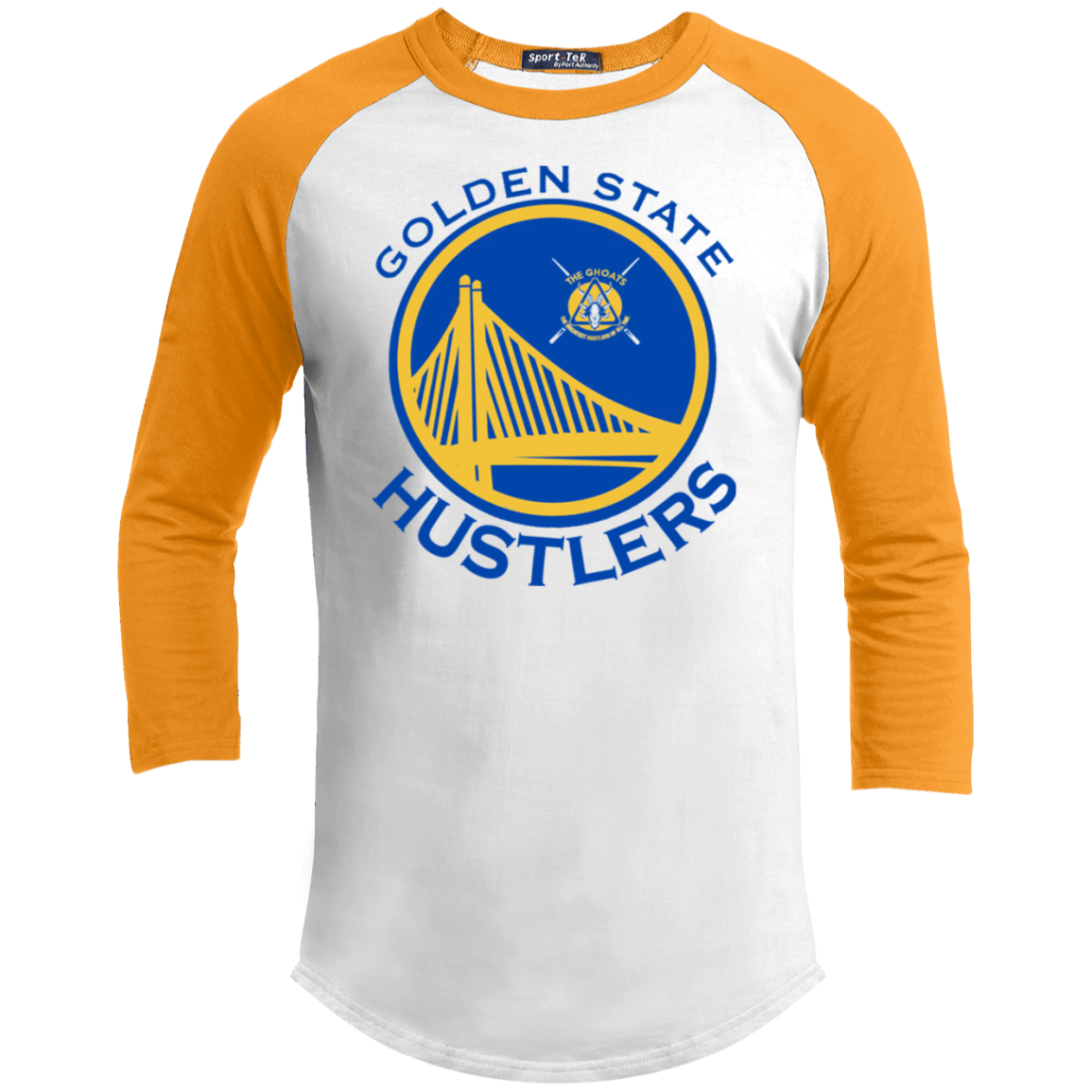 The GHOATS Custom Design. #12 GOLDEN STATE HUSTLERS.	Youth 3/4 Raglan Sleeve Shirt