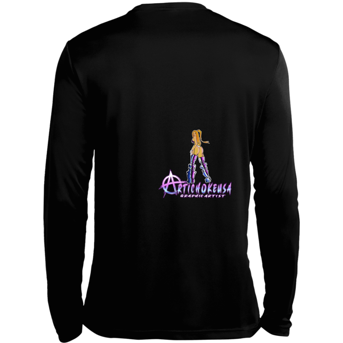 ArtichokeUSA Character and Font design. Let's Create Your Own Team Design Today. Dama de Croma. Long Sleeve Moisture-Wicking Tee