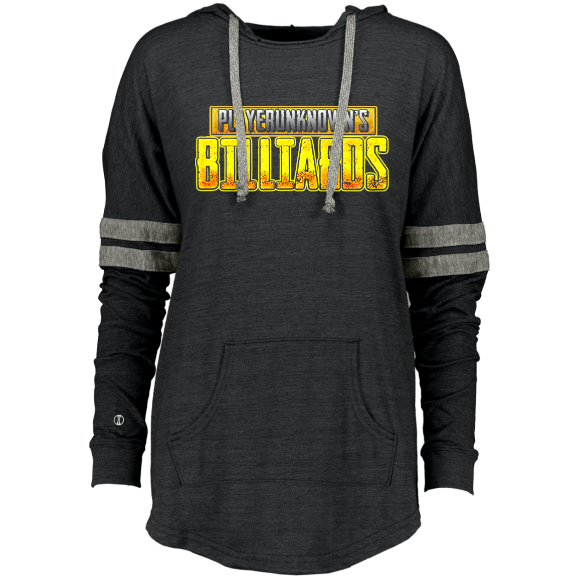 The GHOATS Custom Design. #27 PlayerUnknown's Billiards. PUBG Parody. Ladies Hooded Low Key Pullover