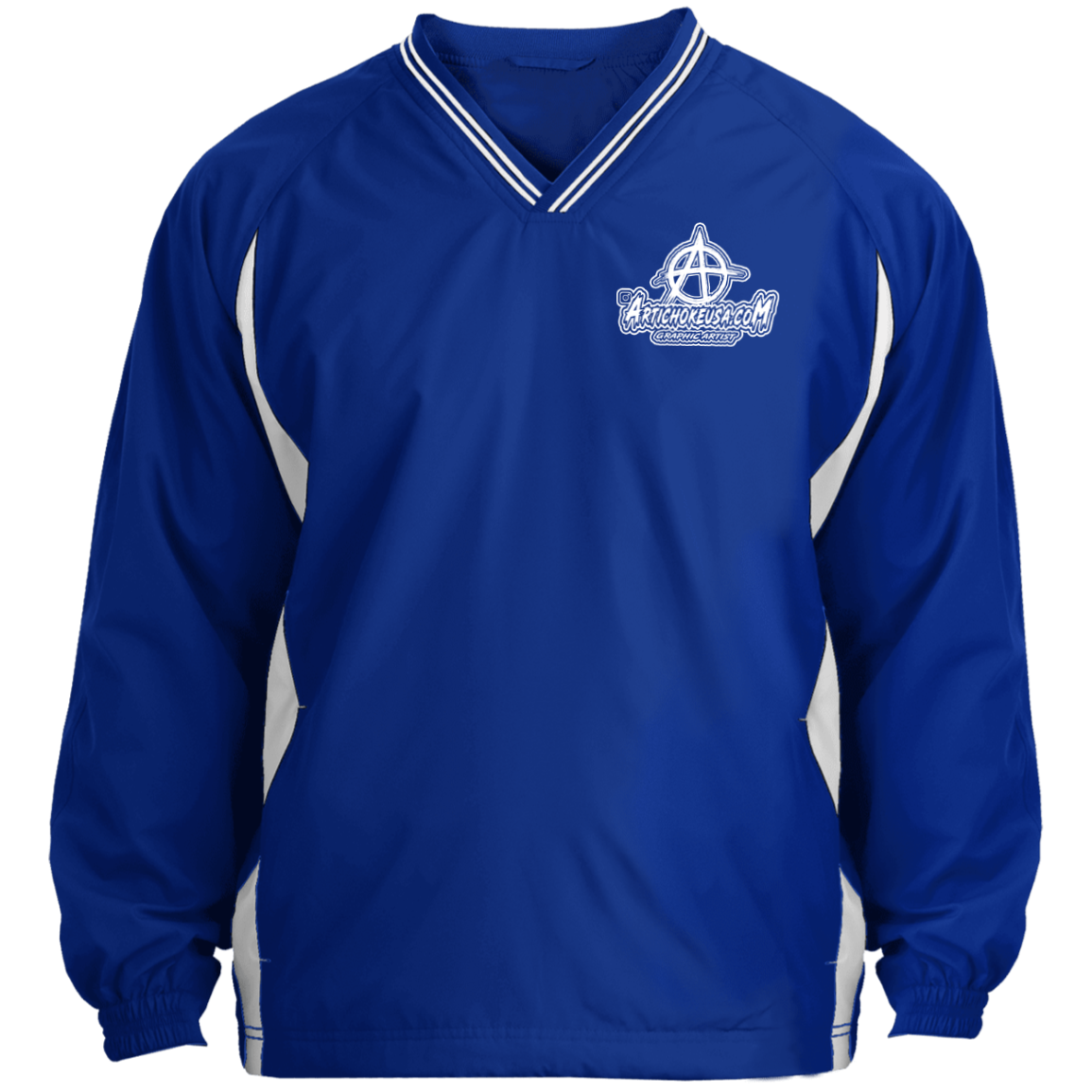 Embroidered Tipped V-Neck Windshirt