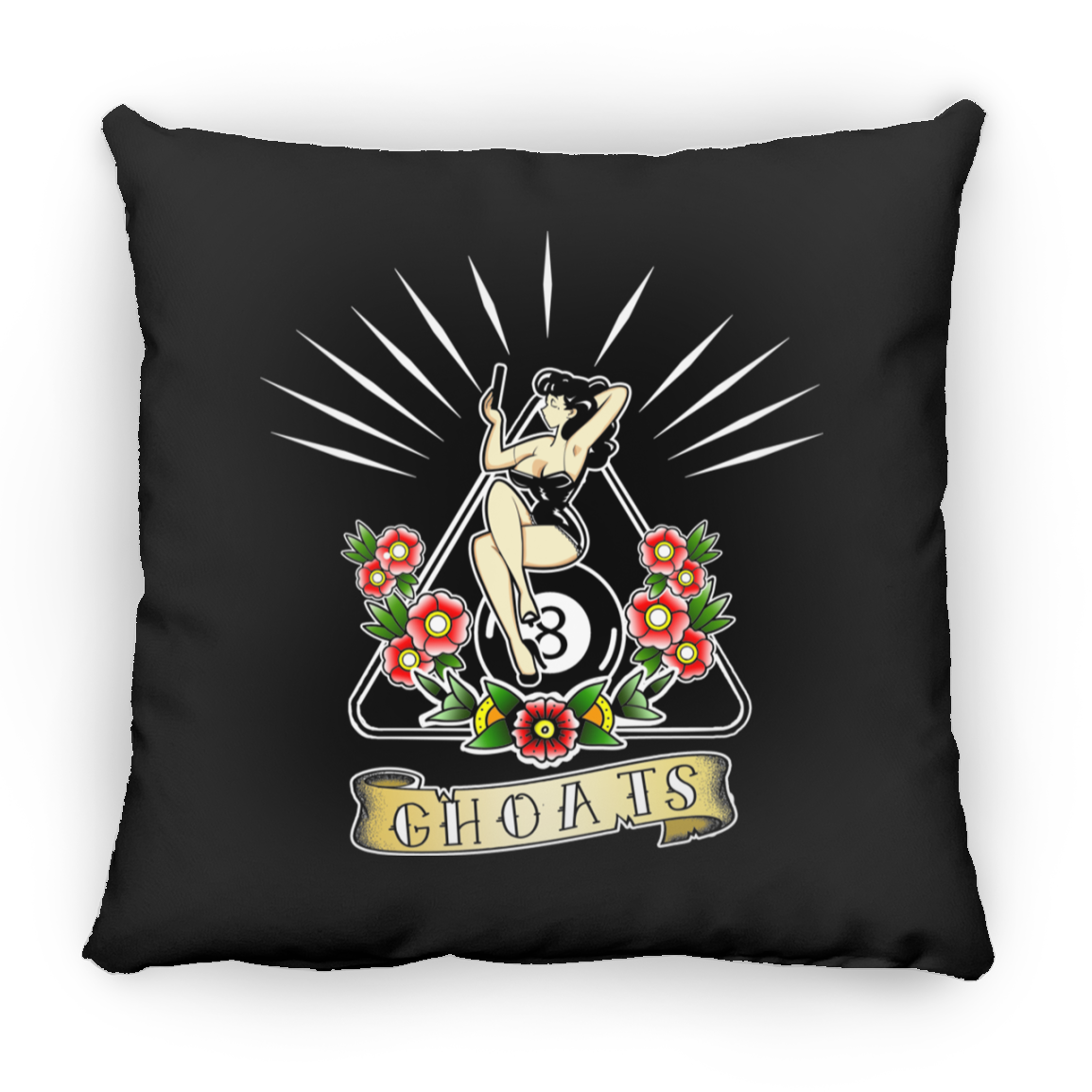 The GHOATS Custom Design. #23 Pin Up Girl. Large Square Pillow