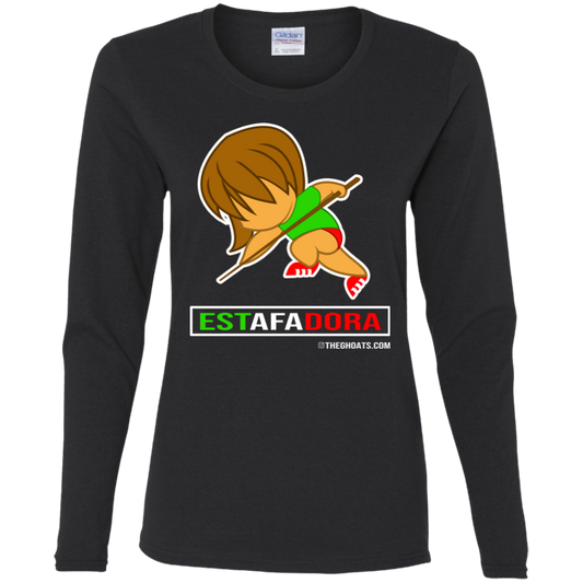 The GHOATS Custom Design. #30 Estafadora. (Spanish translation for Female Hustler). Ladies' Cotton LS T-Shirt