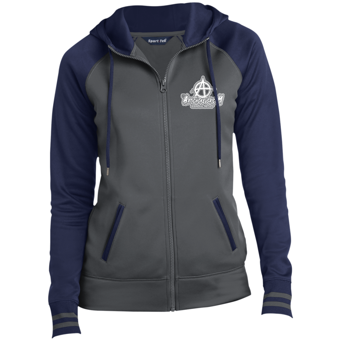 Embroidered Ladies' Moisture Wick Full-Zip Hooded Jacket