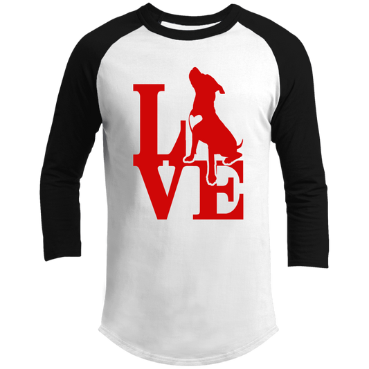 ArtichokeUSA Custom Design. Pitbull Love. Men's 3/4 Raglan Sleeve Shirt