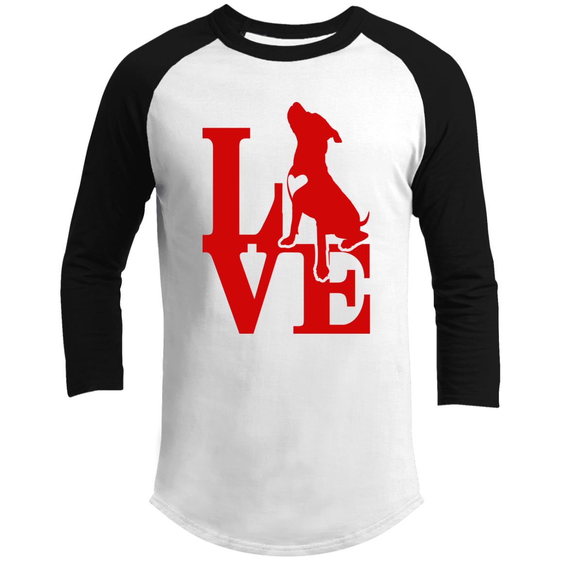 ArtichokeUSA Custom Design. Pitbull Love. Men's 3/4 Raglan Sleeve Shirt