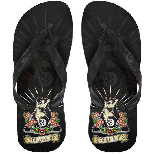 The GHOATS Custom Design. #23 Pin Up Girl. Adult Flip Flops