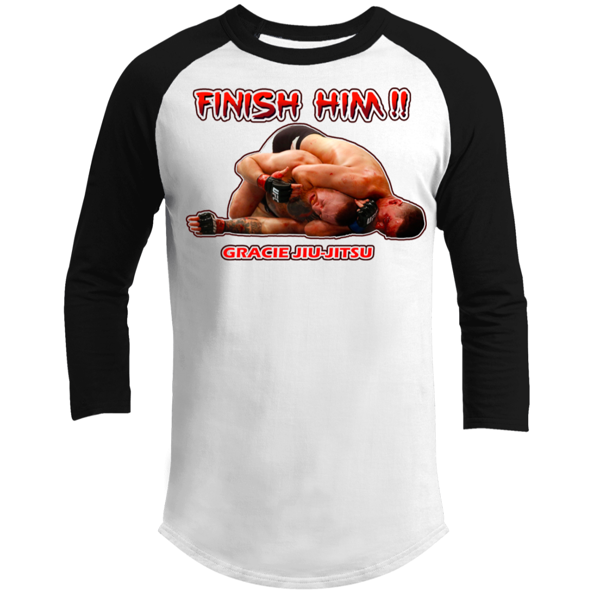 Artichoke Fight Gear Custom Design #8. Finish Him! 3/4 Raglan Sleeve Shirt