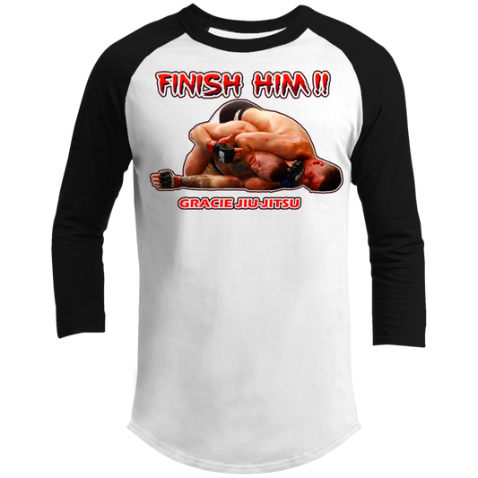 Artichoke Fight Gear Custom Design #8. Finish Him! 3/4 Raglan Sleeve Shirt