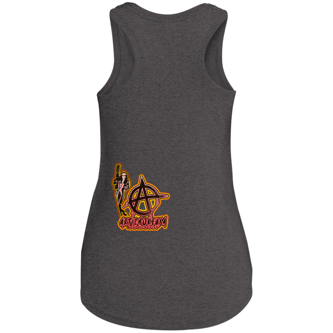 ArtichokeUSA Character and Font design. Let's Create Your Own Team Design Today. Mary Boom Boom. Ladies' Tri Racerback Tank