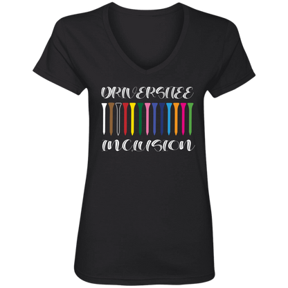 OPG Custom Design #6. Driveristee & Inclusion. Ladies' V-Neck 100% Ring Spun Cotton T-Shirt