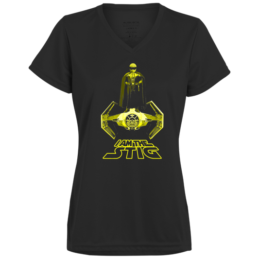 ArtichokeUSA Custom Design. I am the Stig. Vader/ The Stig Fan Art. Ladies’ Moisture-Wicking V-Neck Tee