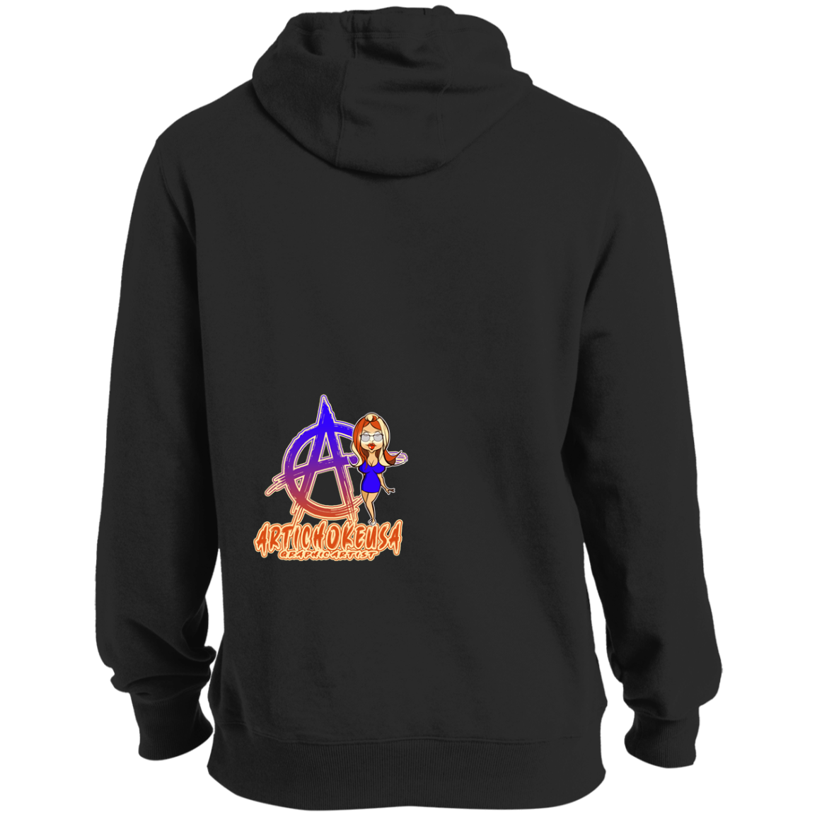 ArtichokeUSA Character and Font Design. Let’s Create Your Own Design Today. Blue Girl. Soft Pullover Hoodie